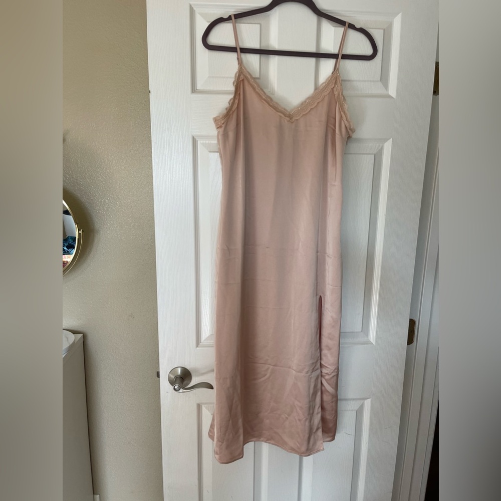 NEW dust rose pink satin dress midi